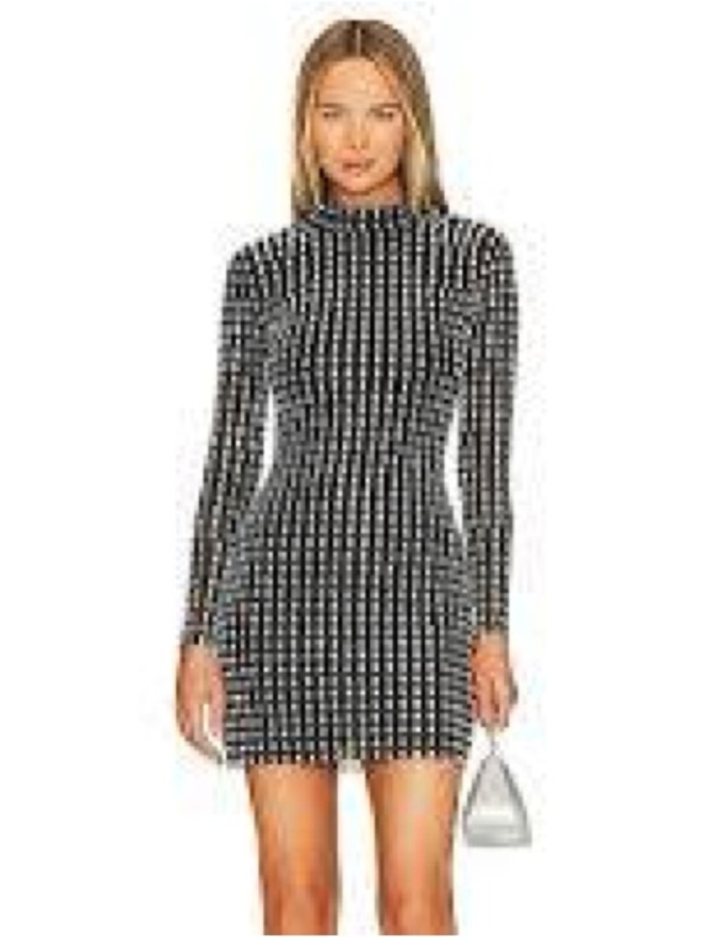Black & Rhinestone Long-Sleeve Mini Dress NWT sz L